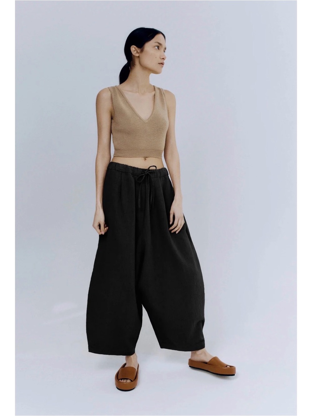Cordera wide leg high waist linen pants